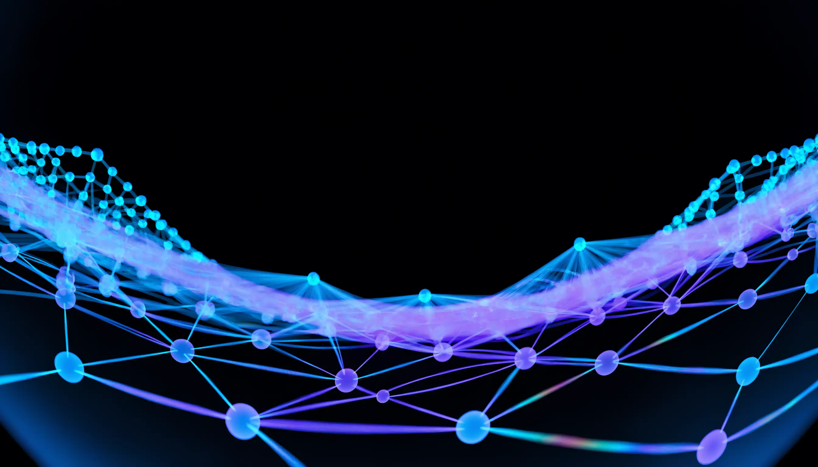 An enterprise network mesh of connected nodes and secure routes.